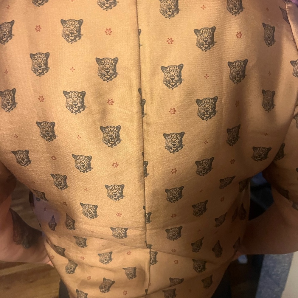 Tan Leopard Print Ruffle Hem Top - Picture 2 of 10